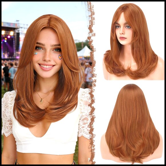 Synthetic Long Layered Straight Hair Wig with Bangs Heat Resistant Adjustable main image 7
